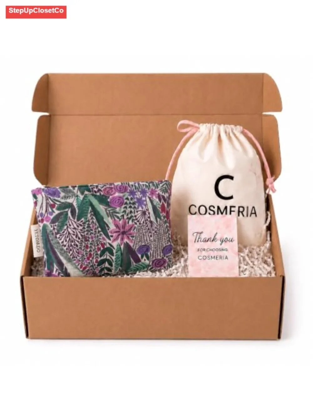 Slim Floral Makeup Pouch with Vintage Botanical Print, Cosmetic Bag for Women,